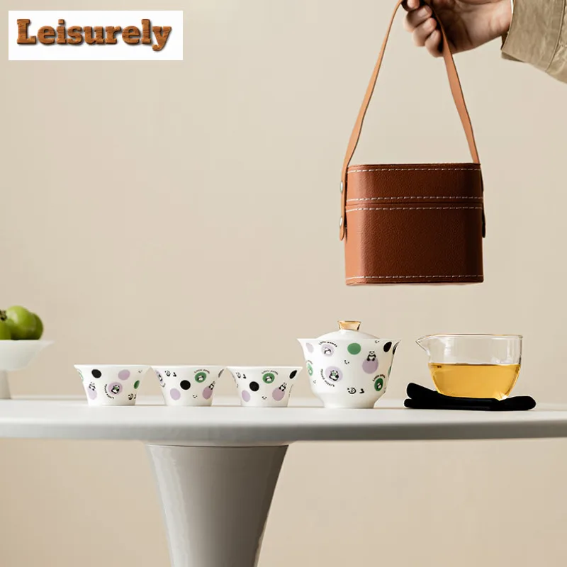 Creative Capybara Panda Handheld Travel Tea Set Kit Japanese 1 Pot 3 Cups Tea Maker Organizer Portable Camping Stock Bags Cafes