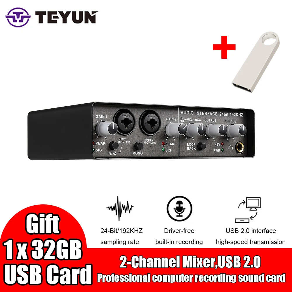 TEYUNQ24Q22Q12ProfessionalSoundCardAudioMixerChannel