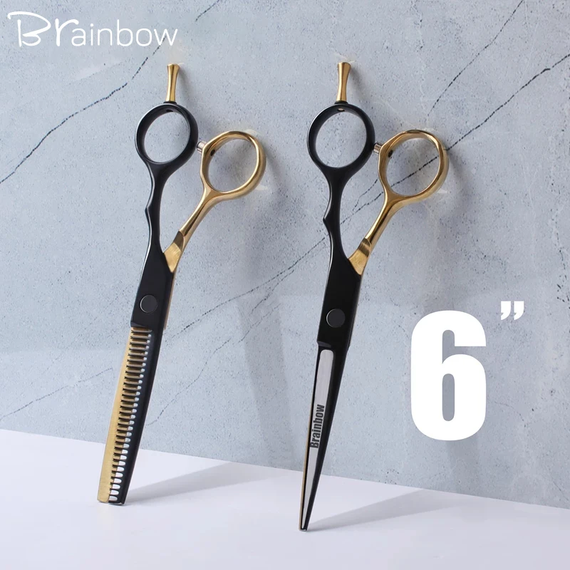 Brainbow Professional 6''Hair Scissors Japan Hair Cutting Thinning Styling Tools Barber Scissors Set Hair Cutting Shears Haircut