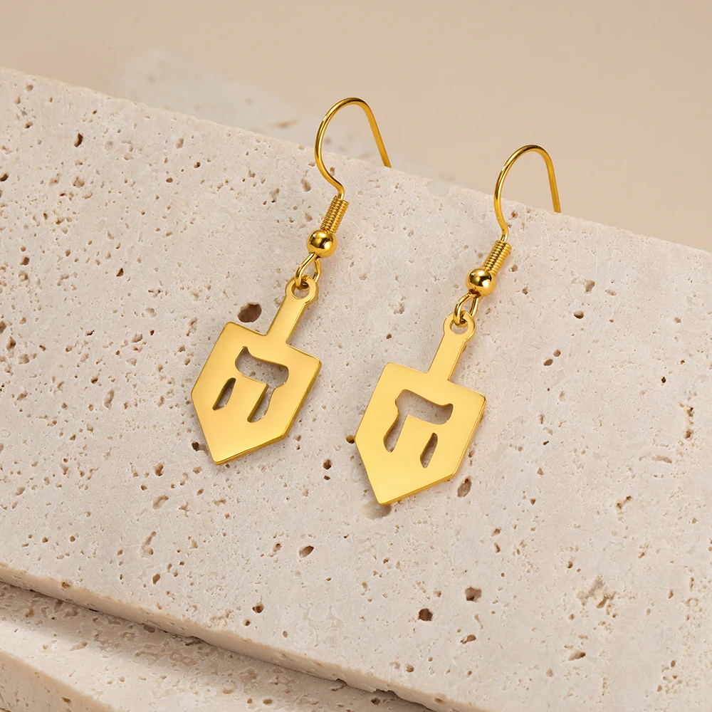 Dawapara Judaica Dreidel Anhänger Damen Ohrringe Channukah Chanukka Geschenk Jüdischer Schmuck Edelstahl – Detail 15