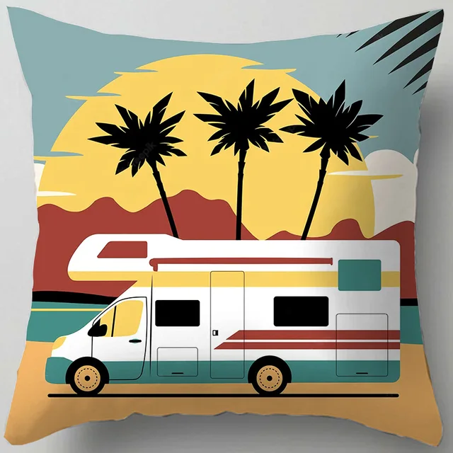 Enhance your home or car decor with the 2023 New Travel Caravan Pillow Case