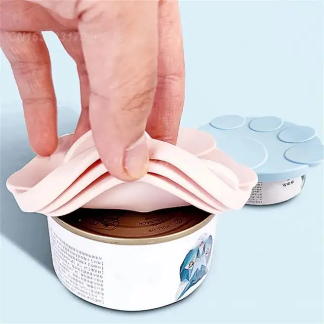 Pet Can Cover Reusable Fresh-keeping Spoon Silicone Pet Jar Lid Can Lid Soft Dogs And Cats Silicone Can Cover Portable Food Seal 6