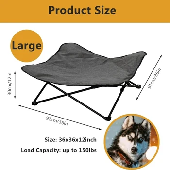Elevated Dog Bed Portable Raised Pet Cot Indoor Folding Dog Cot Bed Padded Filling Carrying Bag Included Pet Camping Traveling 3