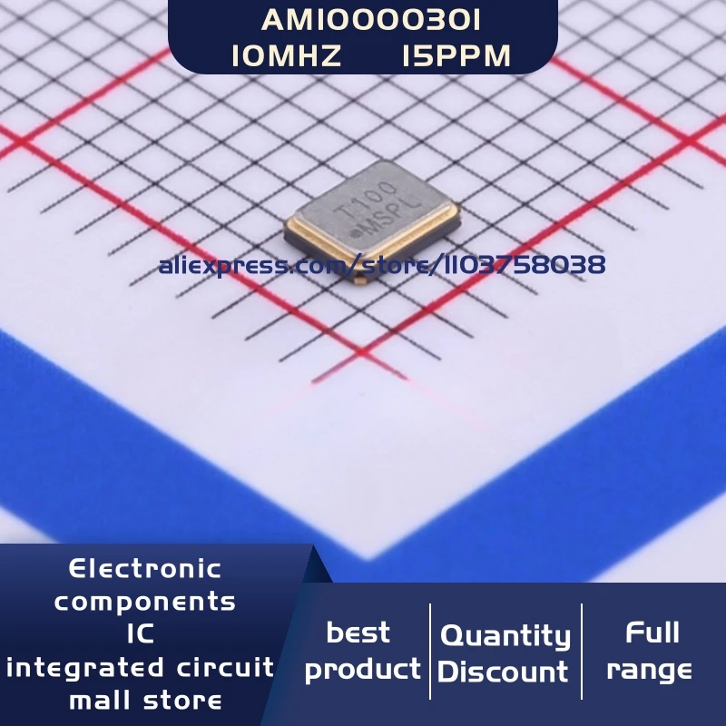 50개/묶음 AM10000301 10MHZ ±15ppm 8pF 3225 4P 크리스탈 발진기 공진기 4-SMD 재고 있음