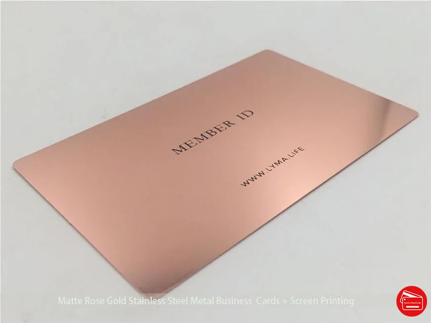 Luxury rose gold metal business card with logo etching and filling ink