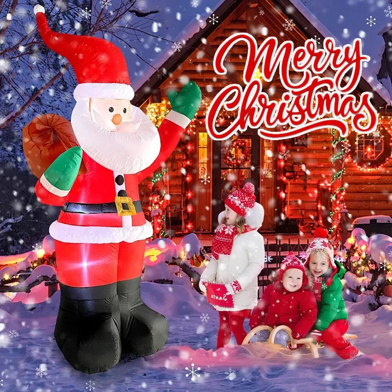 Backpack Santa Claus Christmas Decoration Inflatable Toys With LED Light 1.8M Inflatable Model Holiday Gift Indoor Outdoor Decor 6