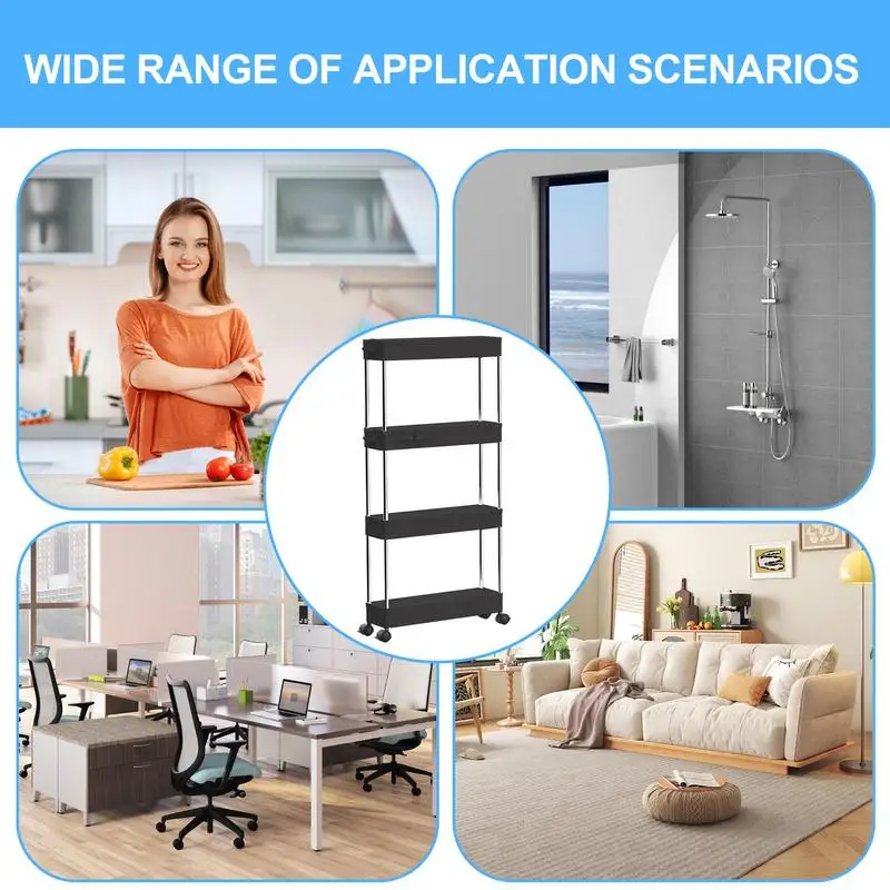 Storage Rack Folding Shopping Cart Rolling Utility Cart for Bathroom Kitchen