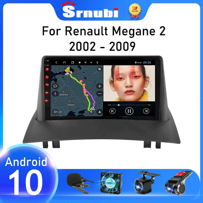 

Автомобильный радиоприемник Srnubi Android 10 Carplay для Renault Megane 2 2002 - 2009 мультимедийный видеоплеер 2 Din навигация GPS WIFI DVD