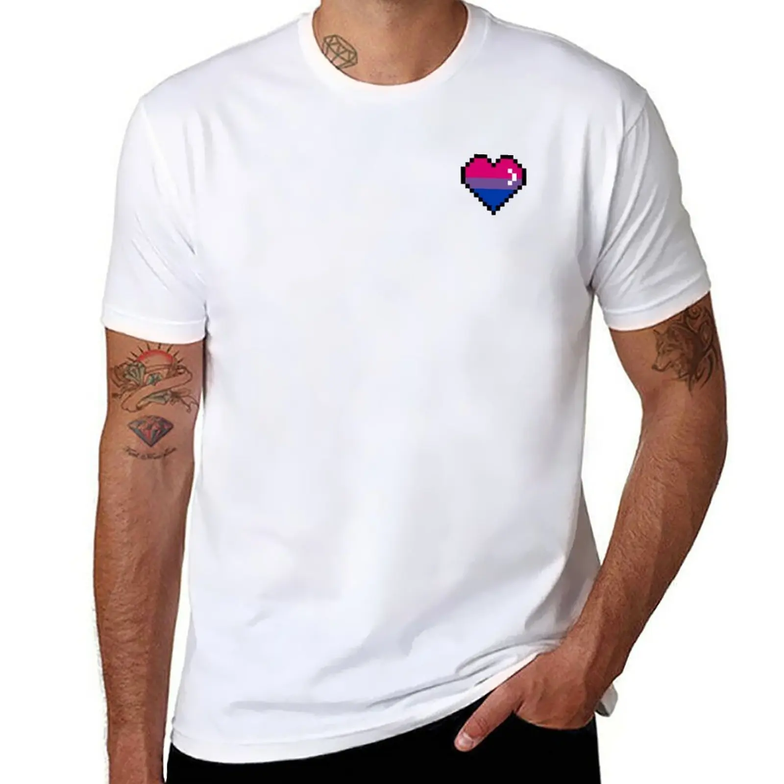 

New Bisexual Pride Pixel Heart T-Shirt plain t-shirt T-shirt for a boy oversized t shirts blank t shirts clothes for men