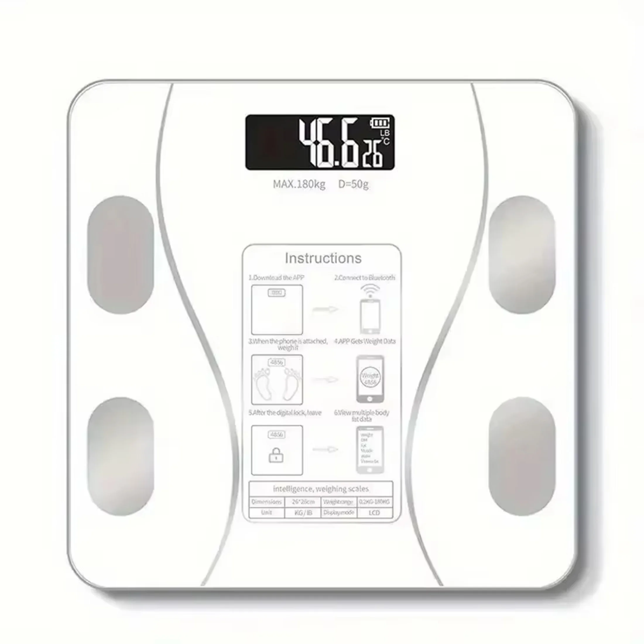 1pc Smart Bluetooth Body Fat Scale-Digital Bathroom Scale with App Connectivity, Measures Weight, Body Fat, BMI, and More