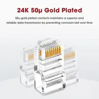 ZOERAX CAT5e CAT6 Connector RJ45 Modular Plug ตัวเชื่อมต่อเครือข่าย 50μ Gold-Plated 1.1 มม.ปลายรูสําหรับสาย Ethernet 3