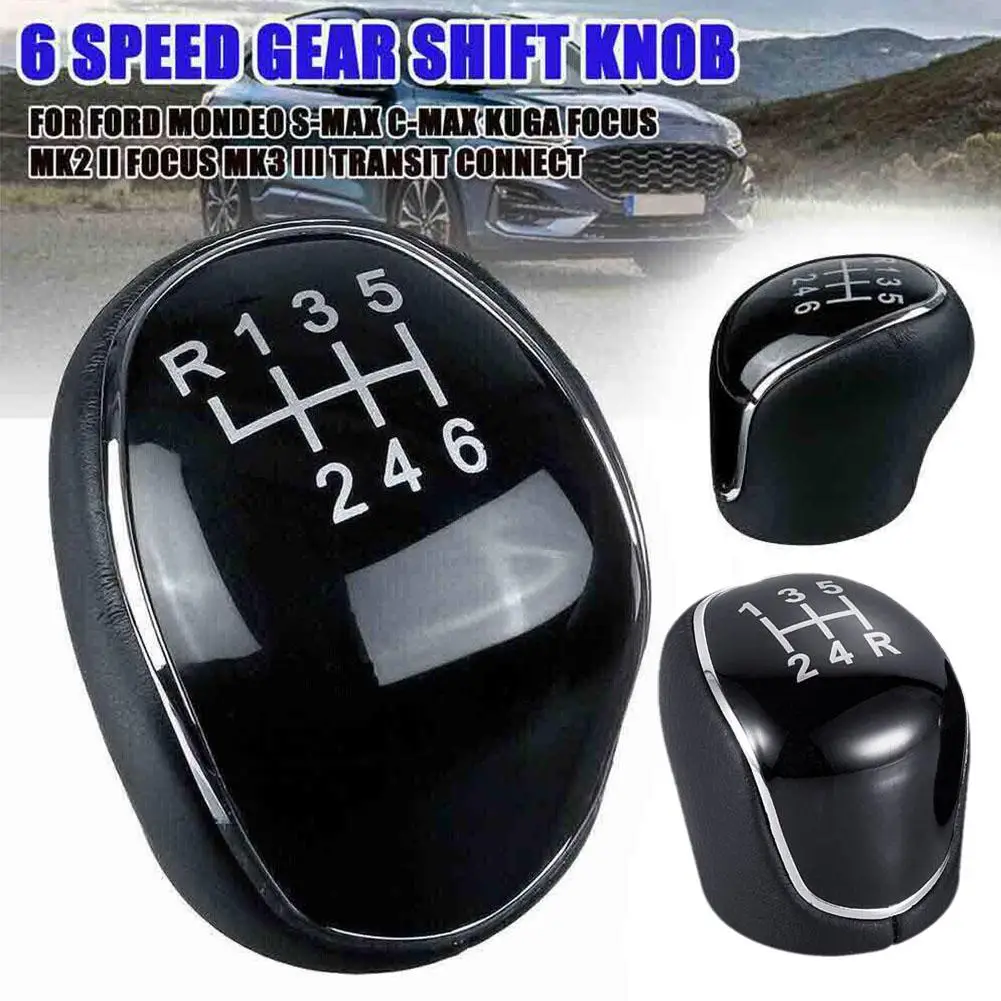 

6 Speed Gear Shift Knob for FORD Mondeo For Mk4 S-Max C-Max Focus ForMk2 Kuga Leather Shifter Lever Arm Headball Car Access E6E5