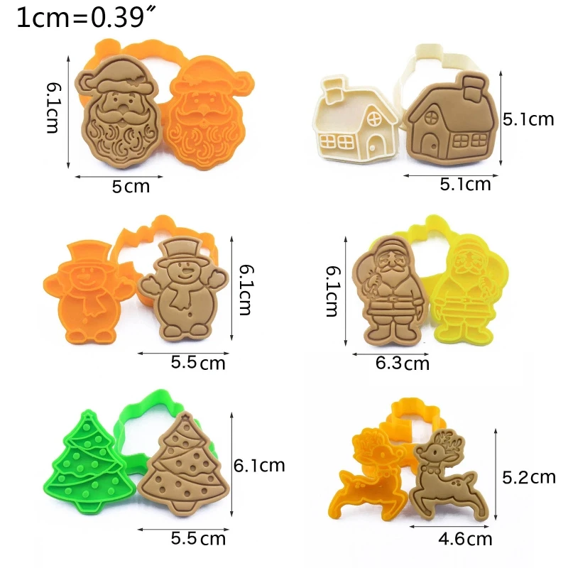 Cookie Cutter Baking Mold Christmas Santa 3D Pressable Stamped Embossed Biscuit Cookie Cutters Mold Kitchen Bakeware Tool