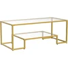 Golden Metal Glass Coffee Table - Two-Tiered with Tempered Glass, Stylish Metal Frame Coffee Table for Bedroom 4