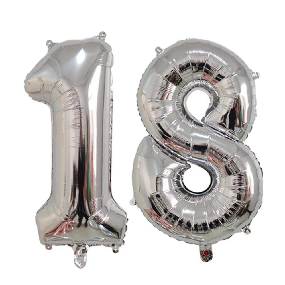 Globos de 32 pulgadas con números grandes, dorados, negros, plateados, verdes, rojos y azules, para decoración de cumpleaños número 18 de adultos, suministros para fiestas de aniversario