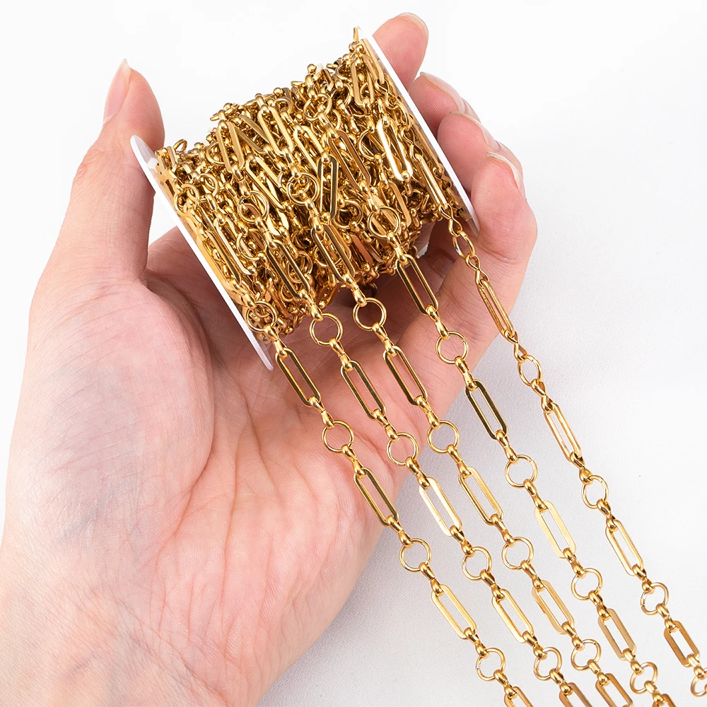 0,5 M 1 M Hohl Runde Quadrat Halskette Kette Edelstahl Vergoldet Link Ketten DIY Frauen Armbänder Schmuck Machen taschen Kette – Detail 1