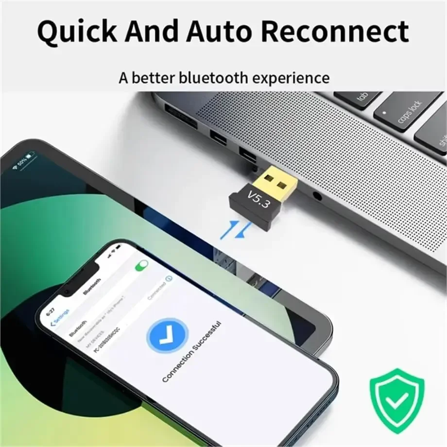 USB Bluetooth 5.3 Adapter for Desktop Computers - Drive-Free Connectivity