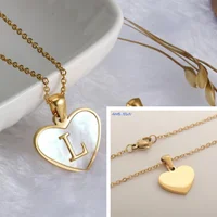 MHS.SUN Stainless Steel Heart Initial Necklace for Women Girls Gold Plated A-Z 26 Letter Pendant Choker Jewelry Birthday Gifts 5