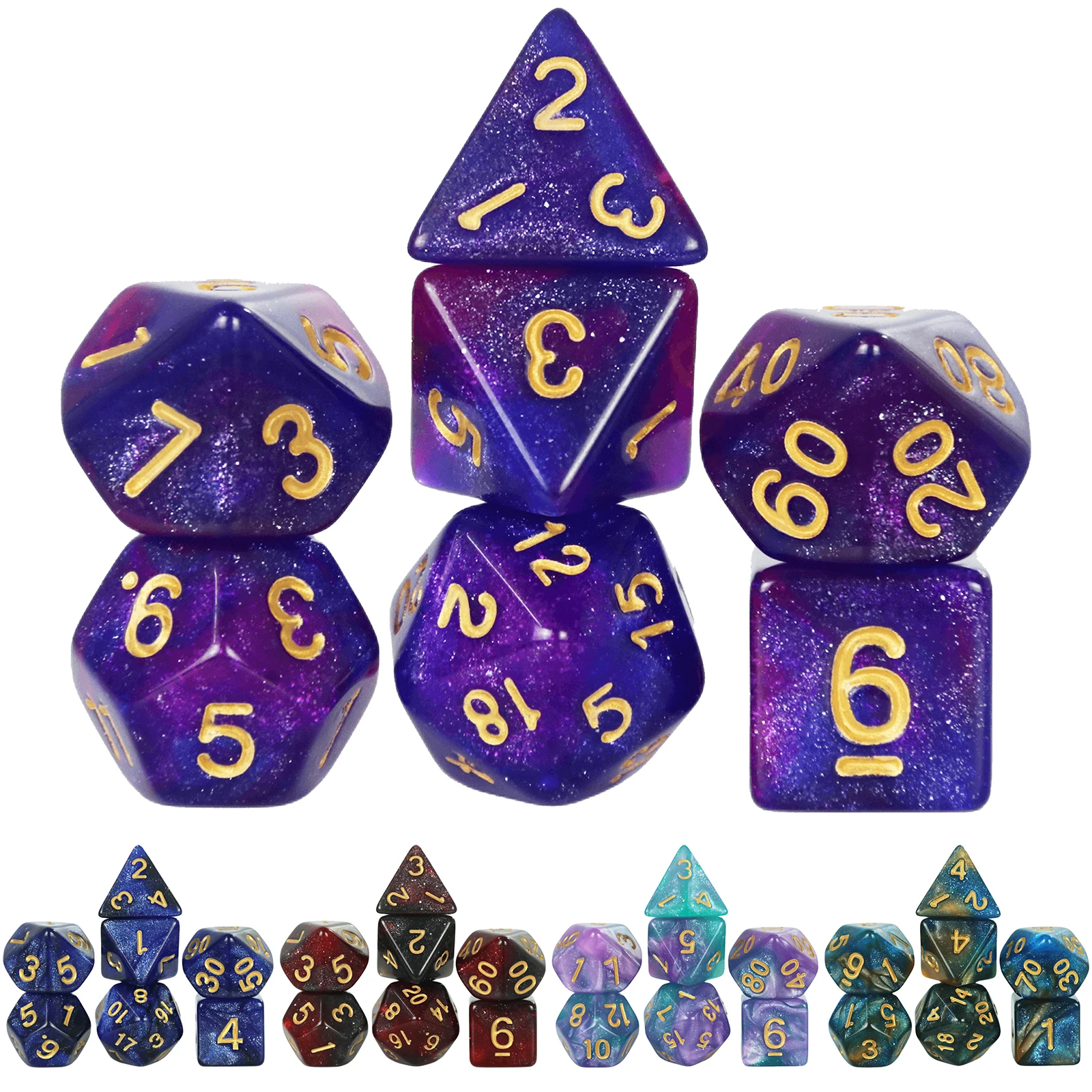 Dice Set Board Games Roll Dice Galaxy Theme Polyhedral Set Amazing Colourful Universe Effect For DND Accessories dice set