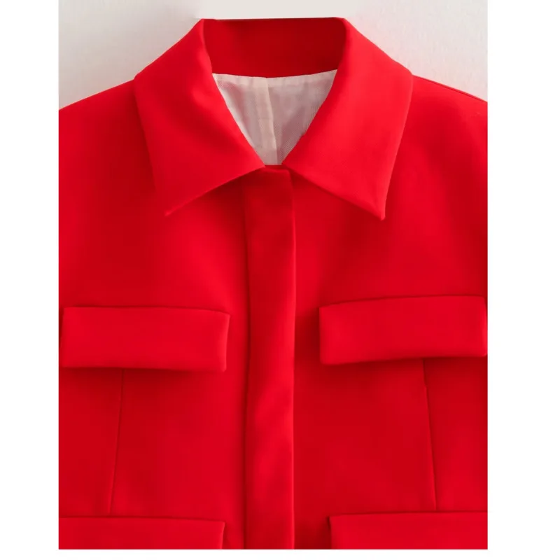 2023 Autumn New Women's Fashion Versatile Flip Decoration Short Suit Coat womens tops and blouses Hot Recommend