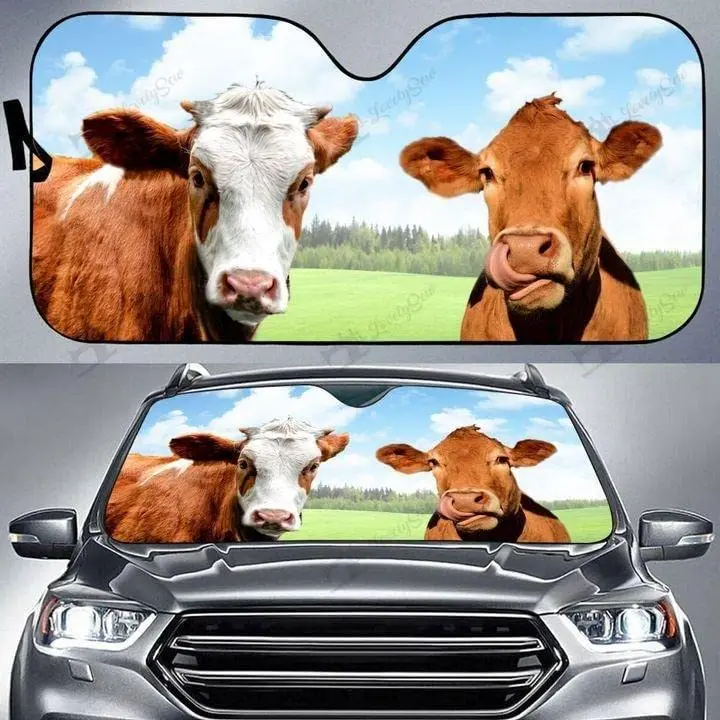 

Funny Cow Cattle Animal Farm Lover Car Sunshade Windshield Window, Gift for Farmer Cow Lover, Car Windshield Durable Material Au