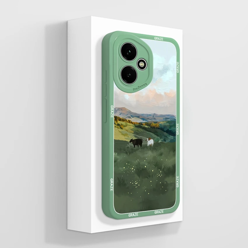Cute Cat Pattern Soft Silicone Phone Case with Screen Protector - Anti-Slip Shell