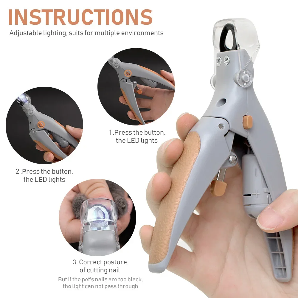 Pet Nail Clipper Scissors Pet Dog Cat Nail Toe Claw Scissors LED Light Trimmer Cats Dogs Dog Grooming Animal Supplies