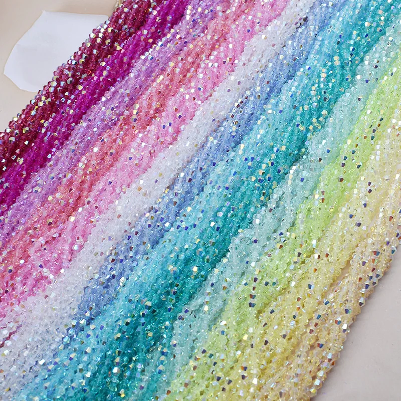 4mm 2 strand 160pcs AB Color Bicone Crystal Glass Beads Loose Spacer Beads Austria Faceted Crystal Jewelry Making DIY