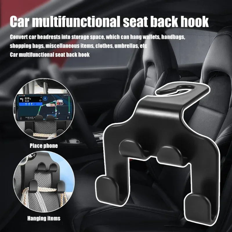 Multifunctional Car Seat Back Hook Double Head Phone Hanger Headrest Hanging Bag Storage 1/2pcs