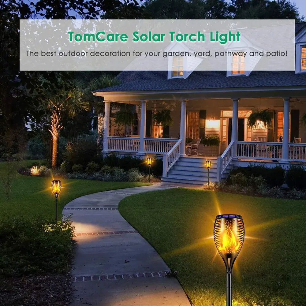 Solar Garden Flame Light 96LED Solar Lights Outdoor Flickering Torch Waterproof Decor Landscape Lawn Lamp Path Lighting solar lights solar decoration light solar torch lights