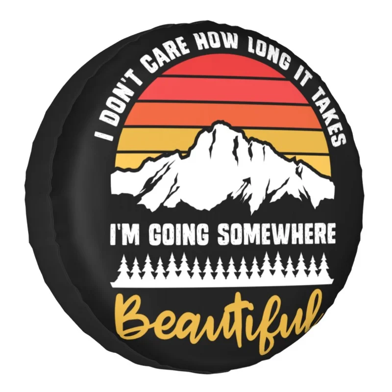 

Beautiful Camping Spare Tire Cover for Jeep Hummer Hiking Mountains Camp Lover Gift Car Wheel Protectors