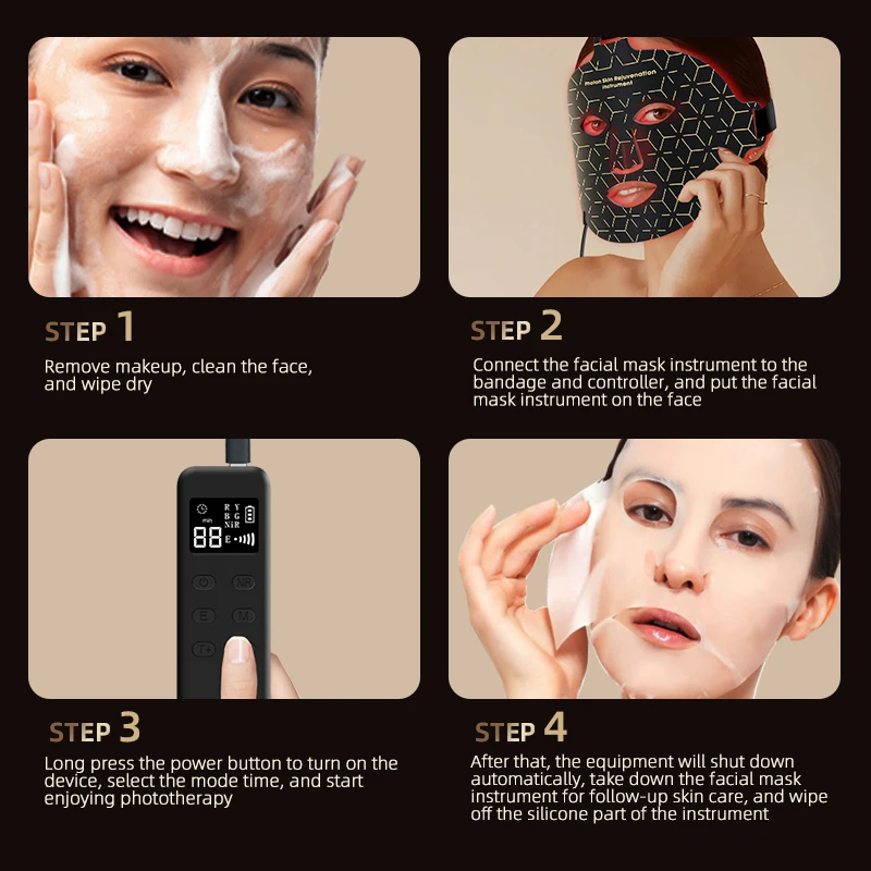 Near-Infrared 850nm Infrared Led Face Mask 7 Color Photon LED Mask Facial Acne Removal Wrinkle Reduction Red Light Therapy