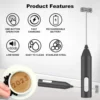 MINI Milk Frother USB Rechargeable 3 Speeds Foam Maker Coffee Whisk Mixer Electric Handle Blender Egg Beater 2