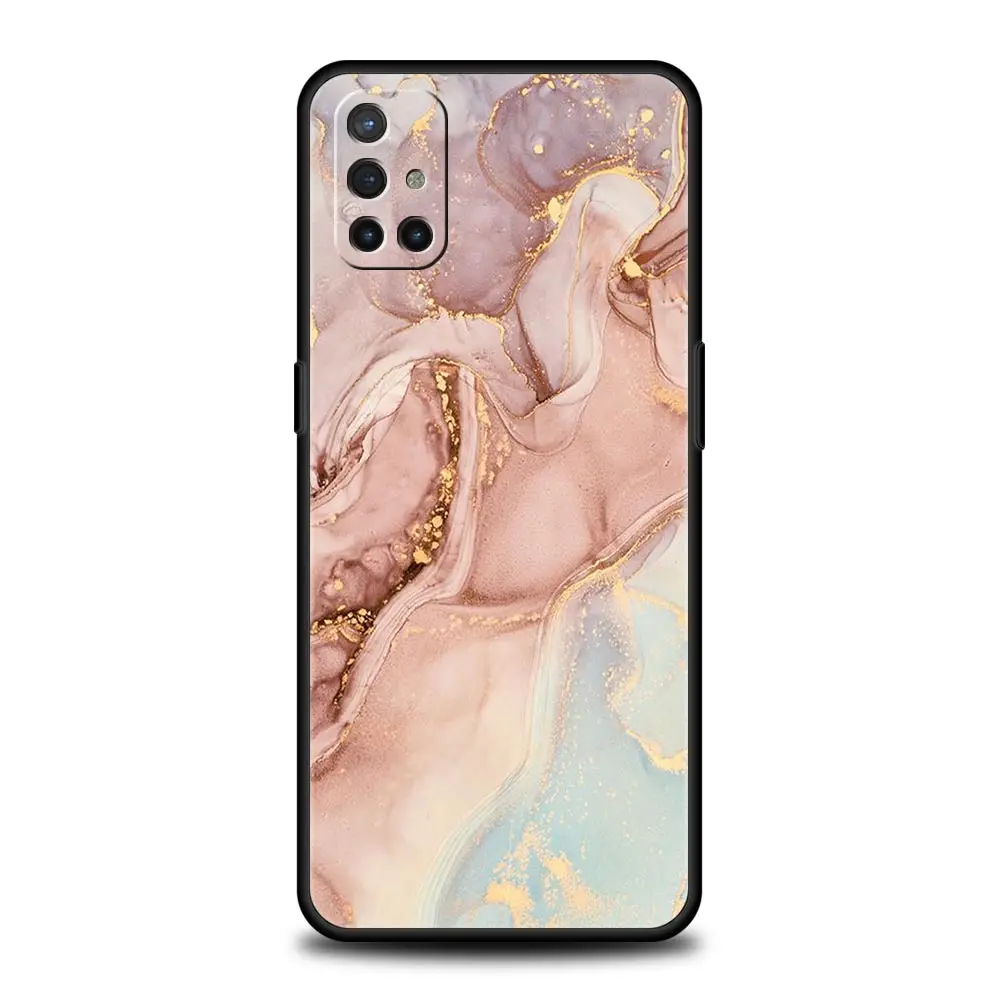 Elegant Marble Design Soft Silicone Phone Case - Black Cover