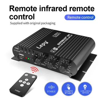 2.1 서브우퍼 디지털 무선 블루투스 5.0 파워 앰프, USB 무손실 음악 재생, 자동차 및 가정용, 3 채널 앰프, 2x38W + 50W