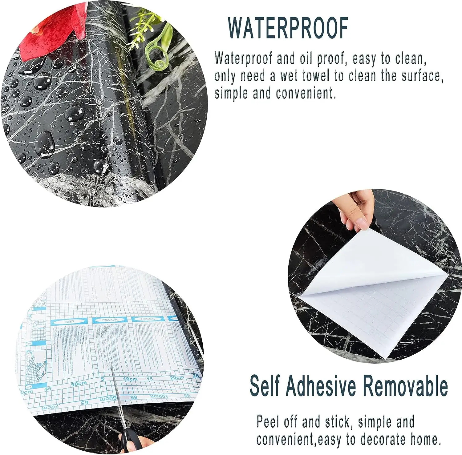 PVC Marble Contact Paper 40/50cm self adhesive wallpaper peel and stick paper self adhesive liner