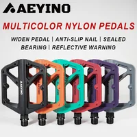 Pédales de vélo de route et VTT AEYINO, légères, en nylon, avec roulements, antidérapantes, pédales plates pour le cyclisme, 9/16 pouces, pièces de vélo 6
