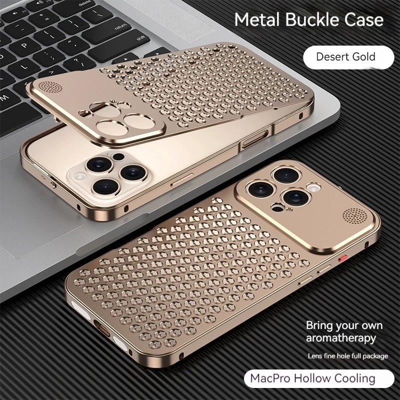 Ultra-thin Aluminum Alloy Heat Dissipation Phone Case - Shock-absorbing Metal Back Cover
