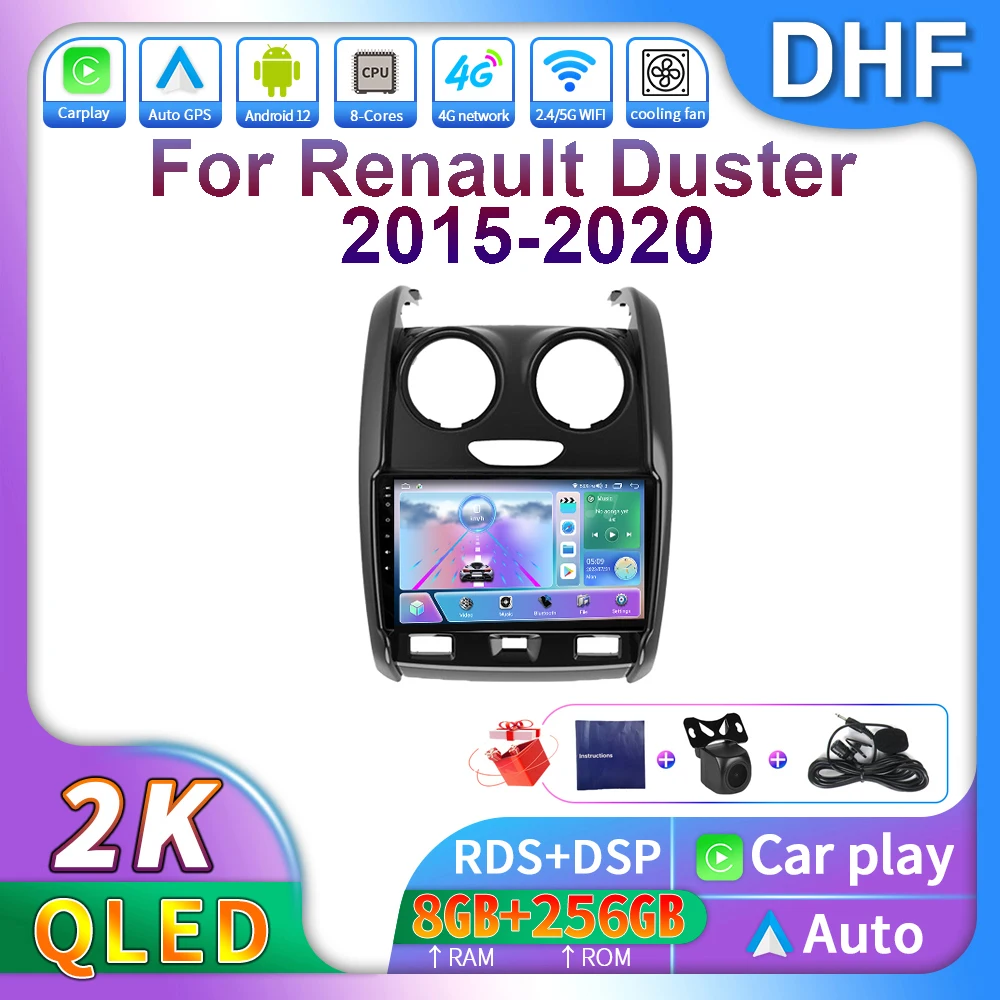 

DHF Android 13 For Renault Duster 2015 - 2020 Car Radio 2 Din 4G Multimedia Video Player Navigation GPS WIFI Auto Stereo Carplay