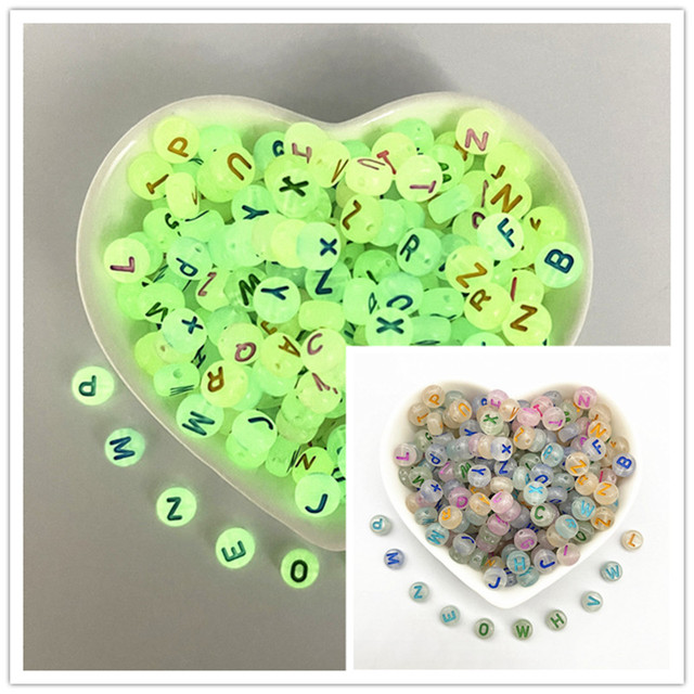 7x4mm A-Z Luminous Beads Letter Beads Acrylic Spaced Beads For Jewelry Making DIY Charms Bracelet