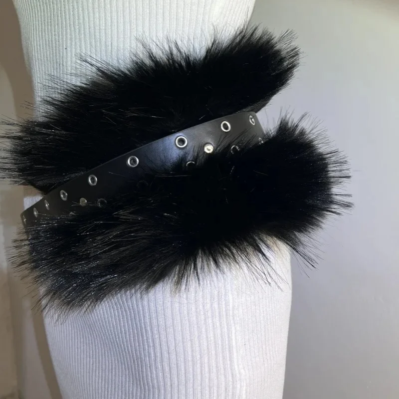 Artificial fur black fur belt air hole