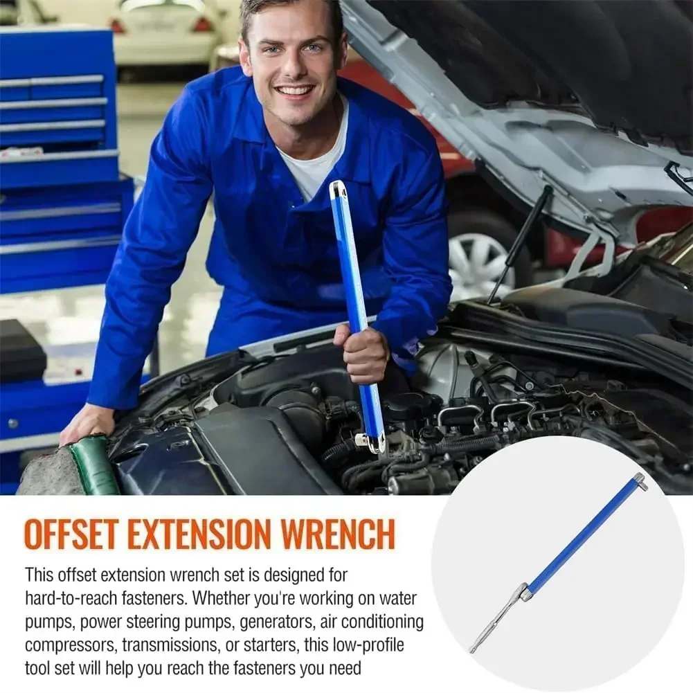 15-Inch Offset Extension Wrench Car Repair Tools Multi-Purpose Dual-Purpose Adaptor Bar Handle With Socket Ratchet Wrench Driver