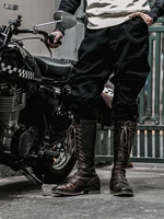 Non Stock Rugged Breeches Vintage Style Biker Pants Mens Motorcycle Trousers Black 1