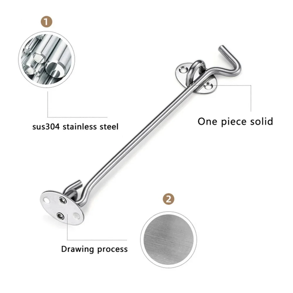 Safety Lock Black Stainless Steel Window Lock with Switch Cabin Window Hook Door Eye Latch Silent Catch Holder with Screws