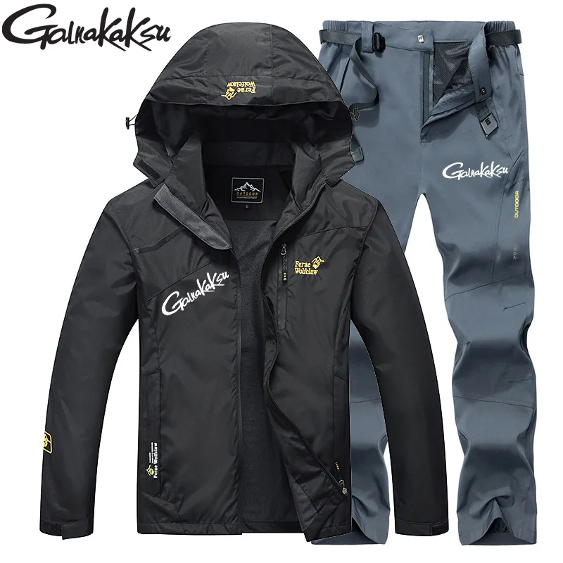 Spring Autumn Men's Sports Sets Body Fitting Windproof Waterproof Outdoor Jackets Mountaineering Pants Hiking Fishing Suits waterproof clothing