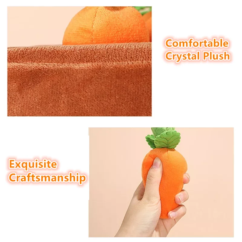 2 Pieces Creative Dog Carrot Plush Toy, Parent Child Interaction Education  Vegetable Fruit Training for Dogs Cats Carrots Pulling Toy, Game