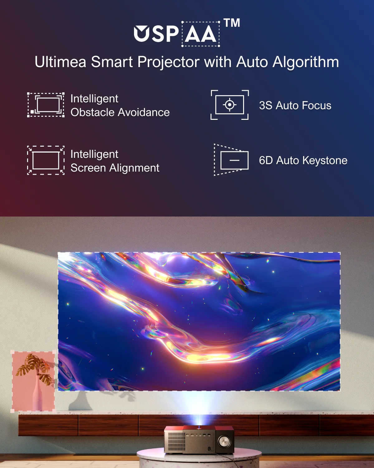 Portable Projector ULTIMEA Native 1080P Projector 4K Home Theater Projector with Obstacle Avoidance Auto Focus 6D Keystone 5G WiFi Bluetooth Beamer