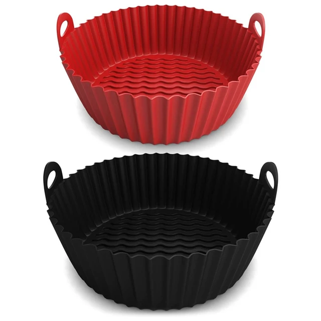 2-Pack Silicone Air Fryer Liner 7.5Inch Reusable Air Fryer Silicone Basket  Heat