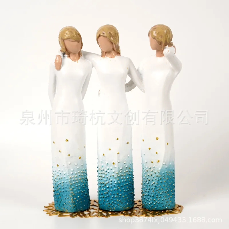 New Three Sisters Ornaments Around Me Resin Crafts Ornaments Holiday Commemorative Gifts Creative Gifts Home Desktop Decoration