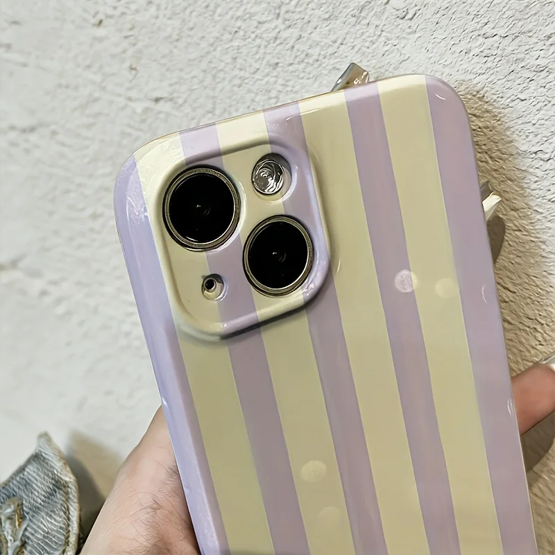 Vibrant Yellow and Purple Striped Hard Phone Case
